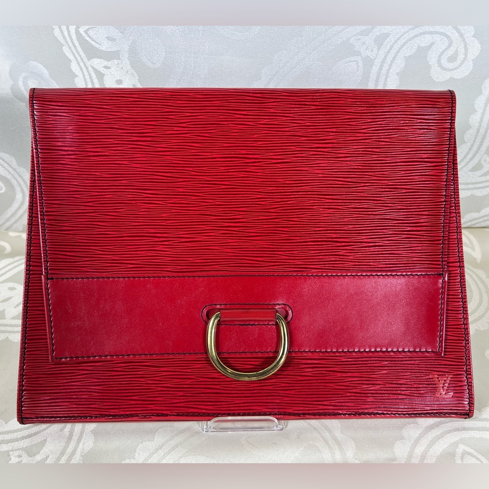 Louis Vuitton Vintage Red Epi D Ring Clutch Portfolio Bag